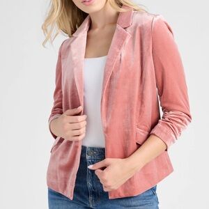 Skies Are Blue Dusty Rose Pink Mauve Velvet Blazer